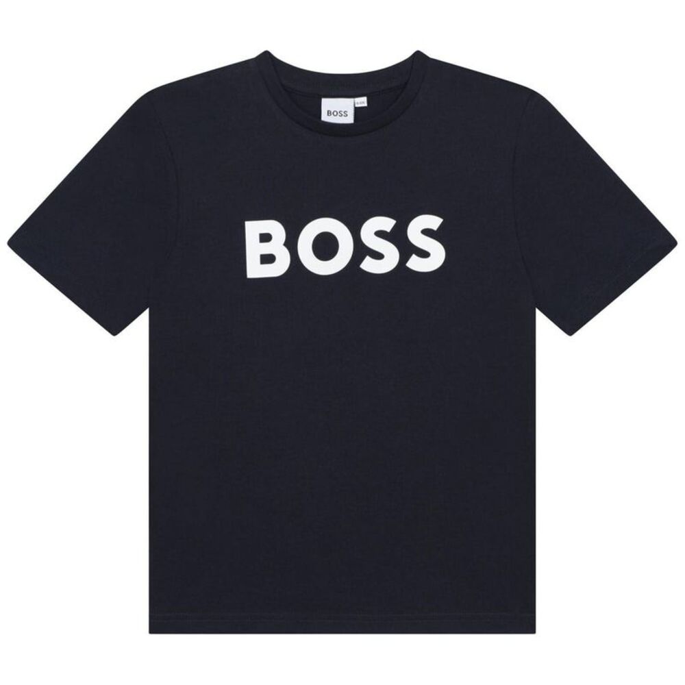 Boss Childrens/Kids Large Logo T-Shirt / Navy